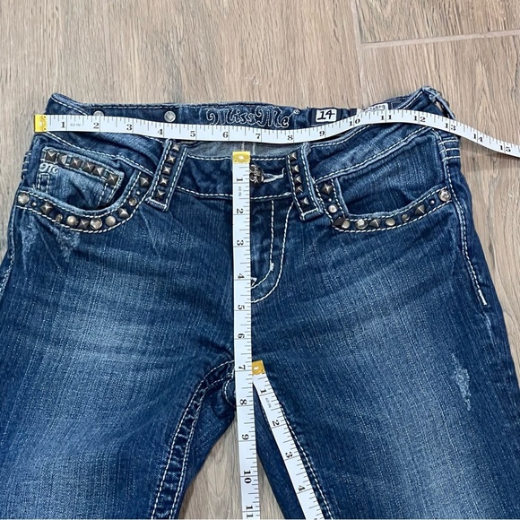 Vintage Miss Me Jeans Girls 14 Capri Crop Distressed Skinny Slim Shorts Blythe - Picture 10 of 13